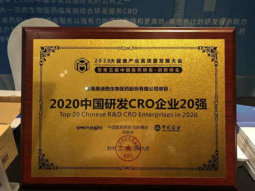 2020中国研发CRO企业20强 k8国际