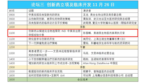 演讲题目：创新药从候选化合物选择到IND中美双注册申报经验分享 